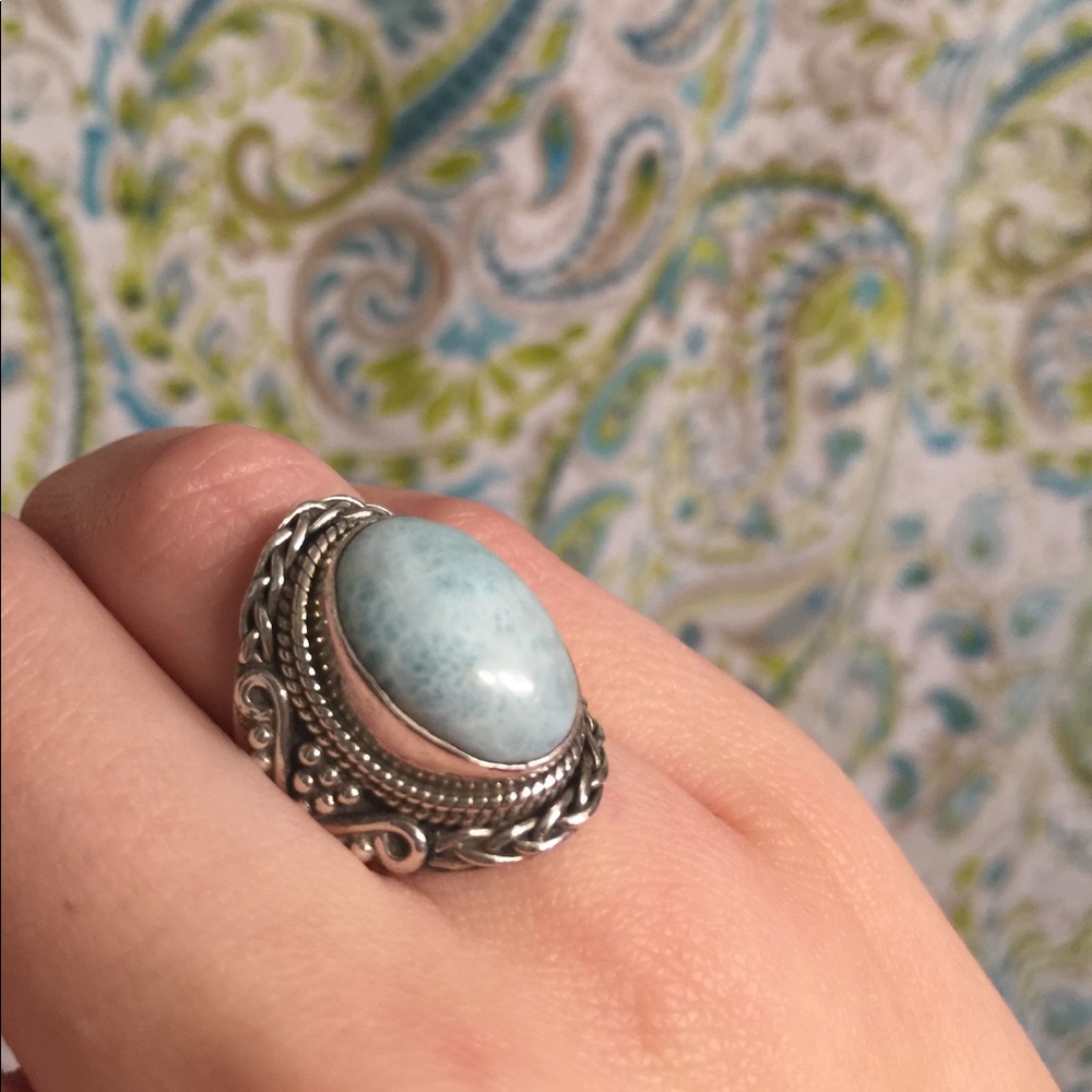 Natural Larimar ring size 6